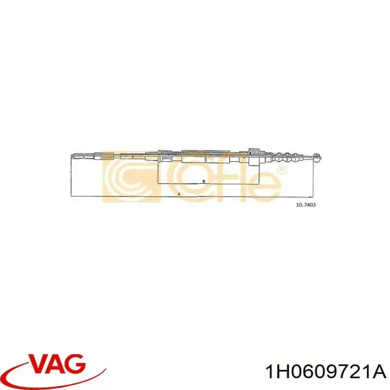 Трос ручного тормоза задний, правый/левый VAG 1H0609721A