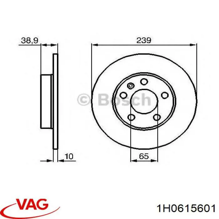 Задний тормозной диск VAG 1H0615601 цена, от 58.54 USD