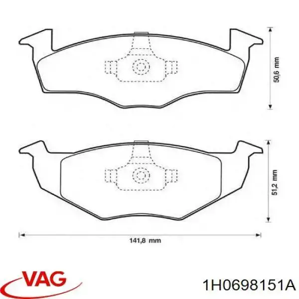 Передние тормозные колодки 1H0698151A VAG