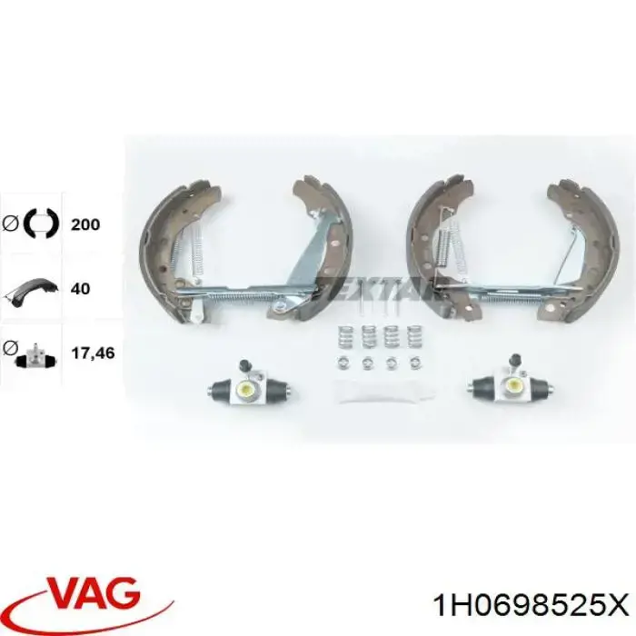 1H0698525X VAG Барабанные тормозные колодки