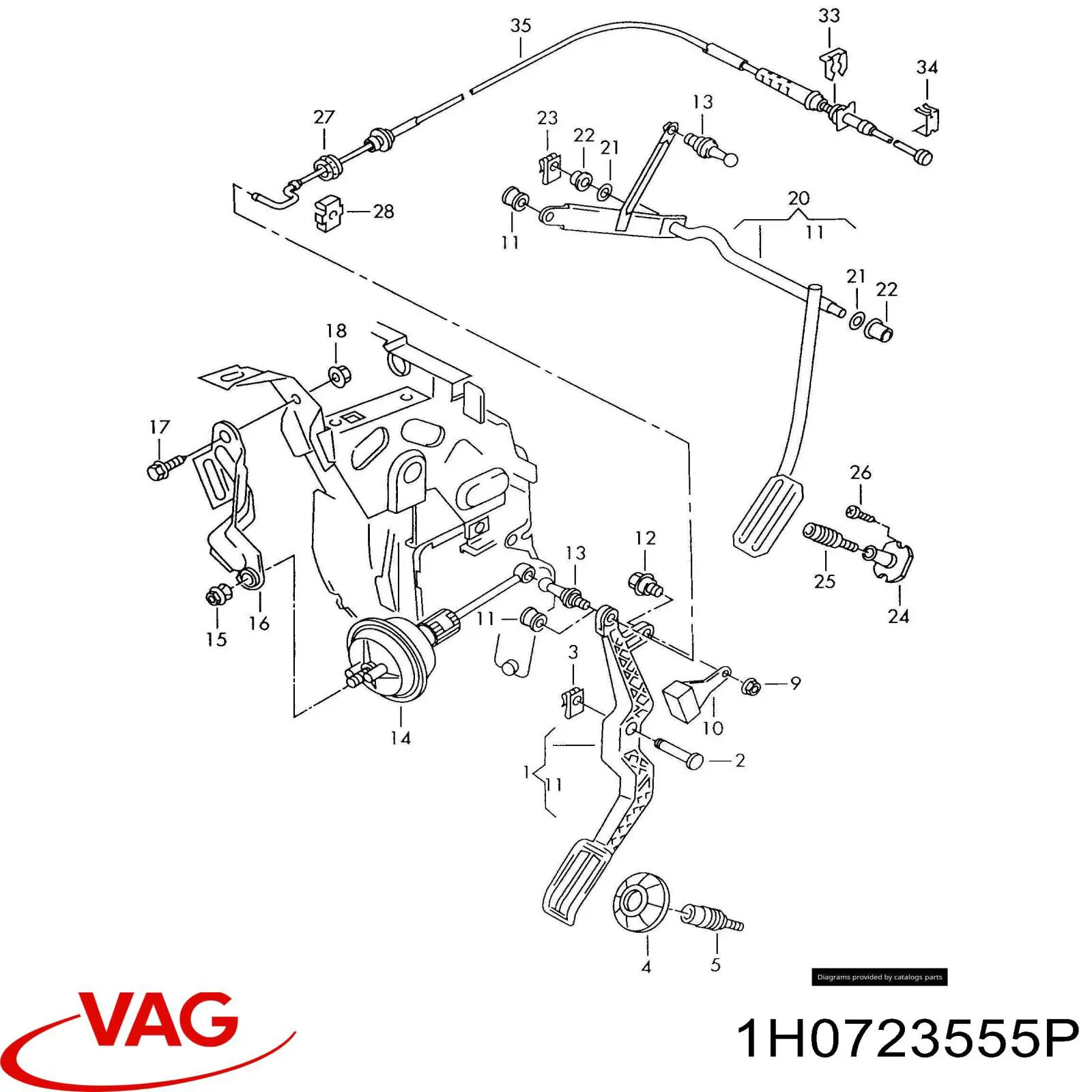 Трос газа 1H0723555P VAG