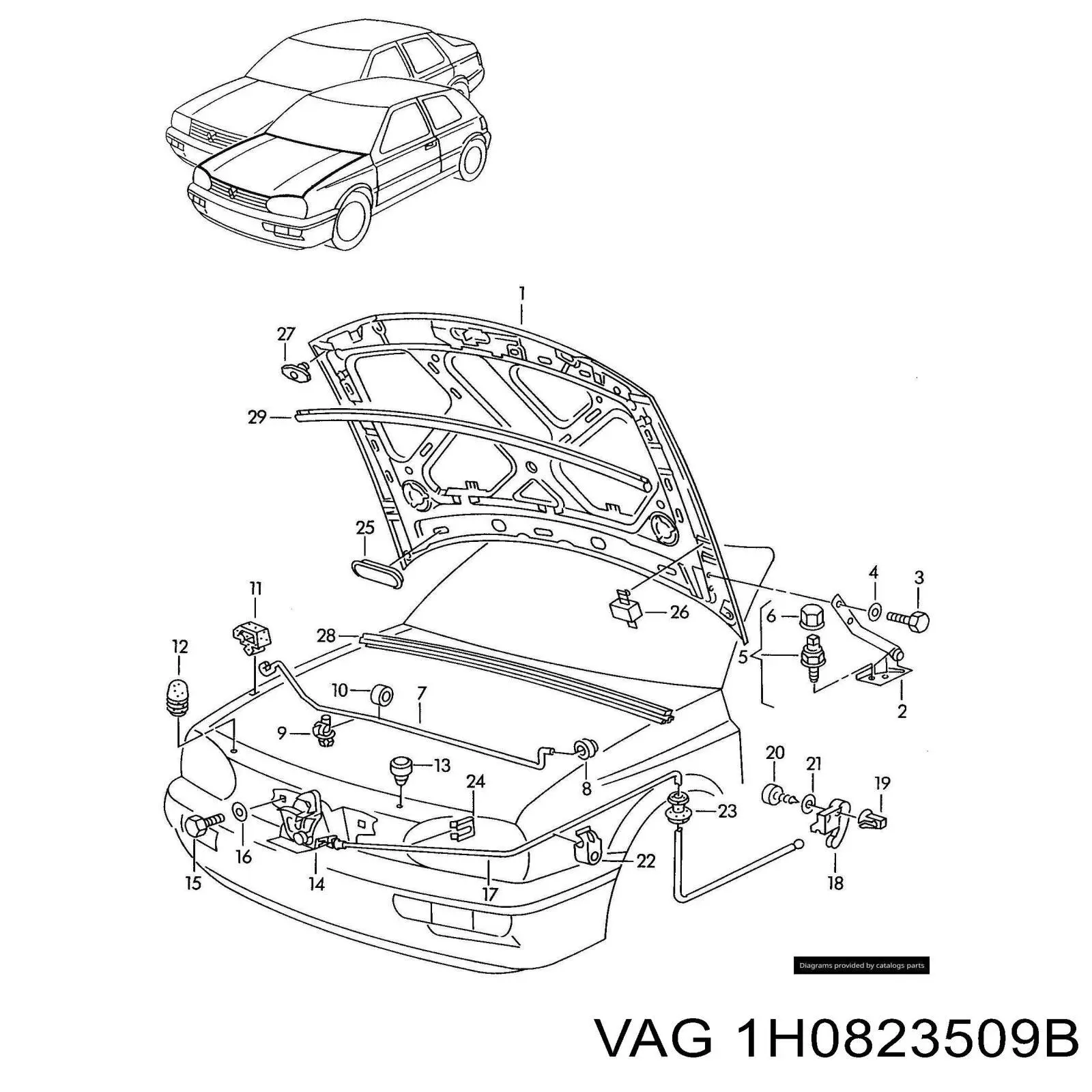 Fecho da capota 1H0823509B VAG