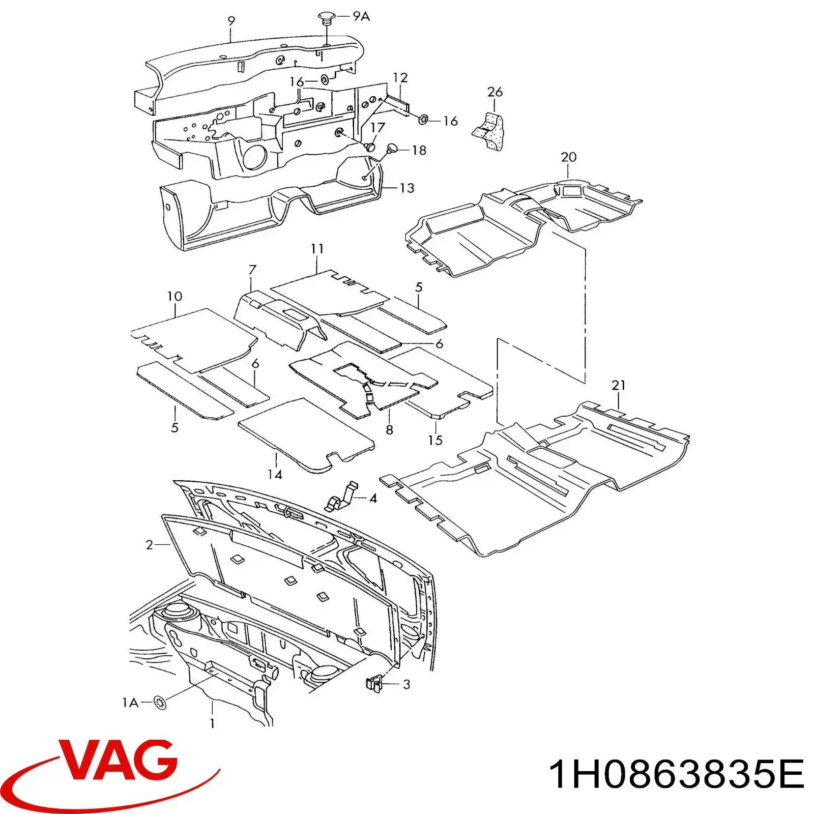 Обшивка капота VAG 1H0863835E цена, от 50.68 USD