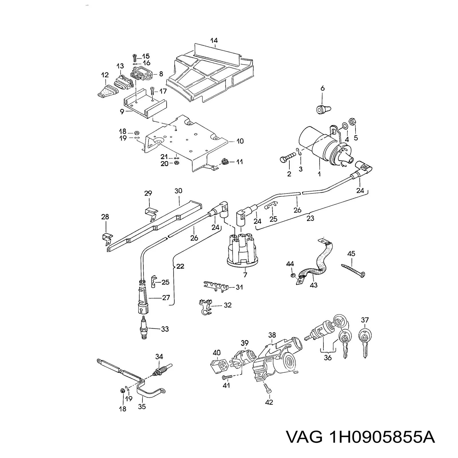 Личинка замка зажигания VAG 1H0905855A цена, от 9.69 USD