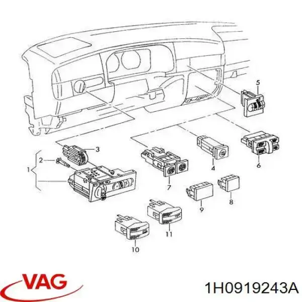 Лампочка подсветки регуляторов режимов отопления VAG 1H0919243A цена, от  