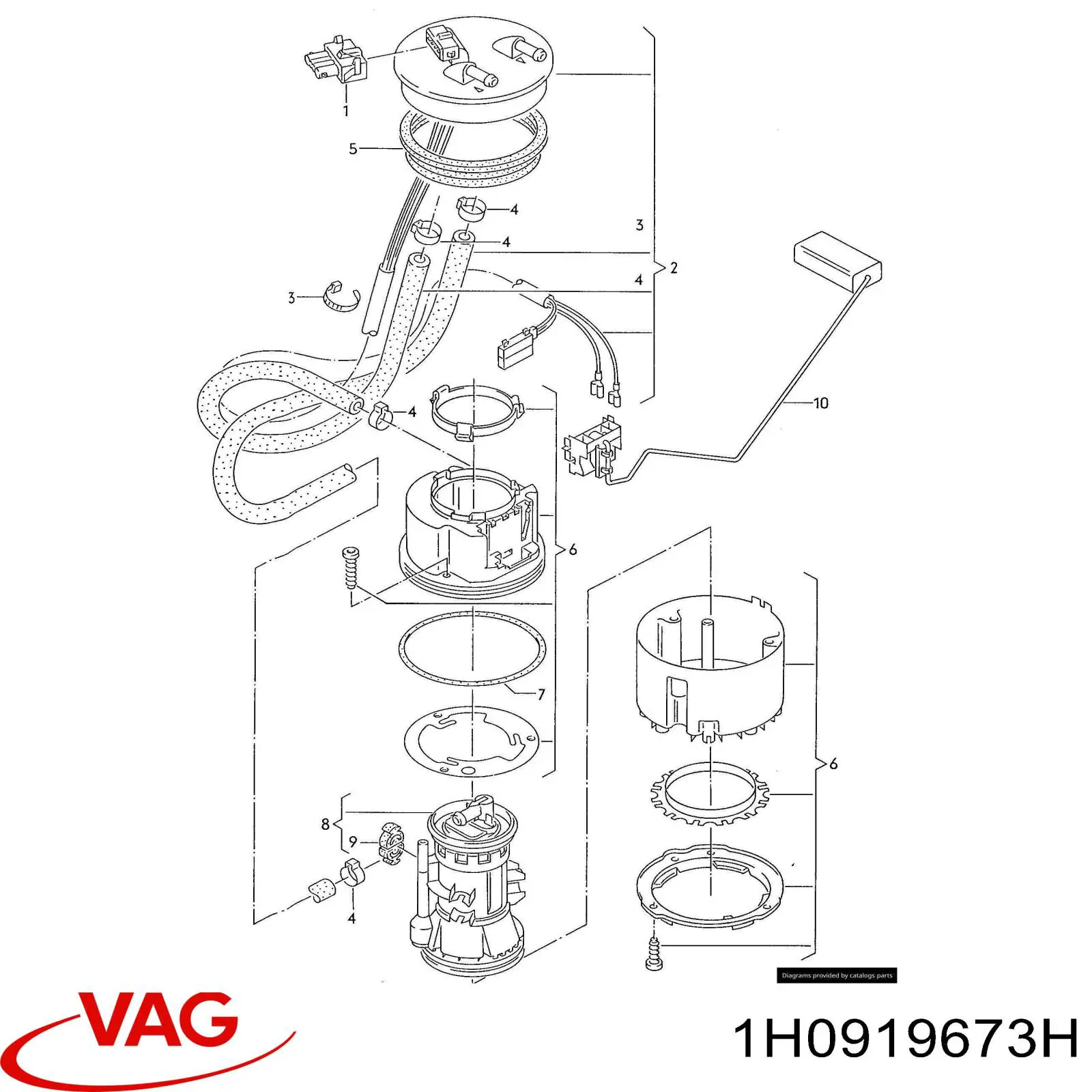 Датчик уровня топлива 1H0919673H VAG