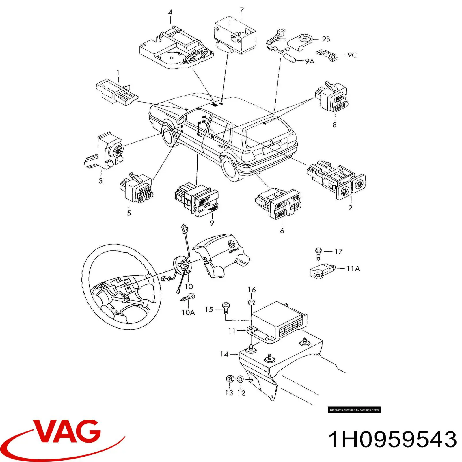  VAG 1H0959543 цена, от 1.41 USD
