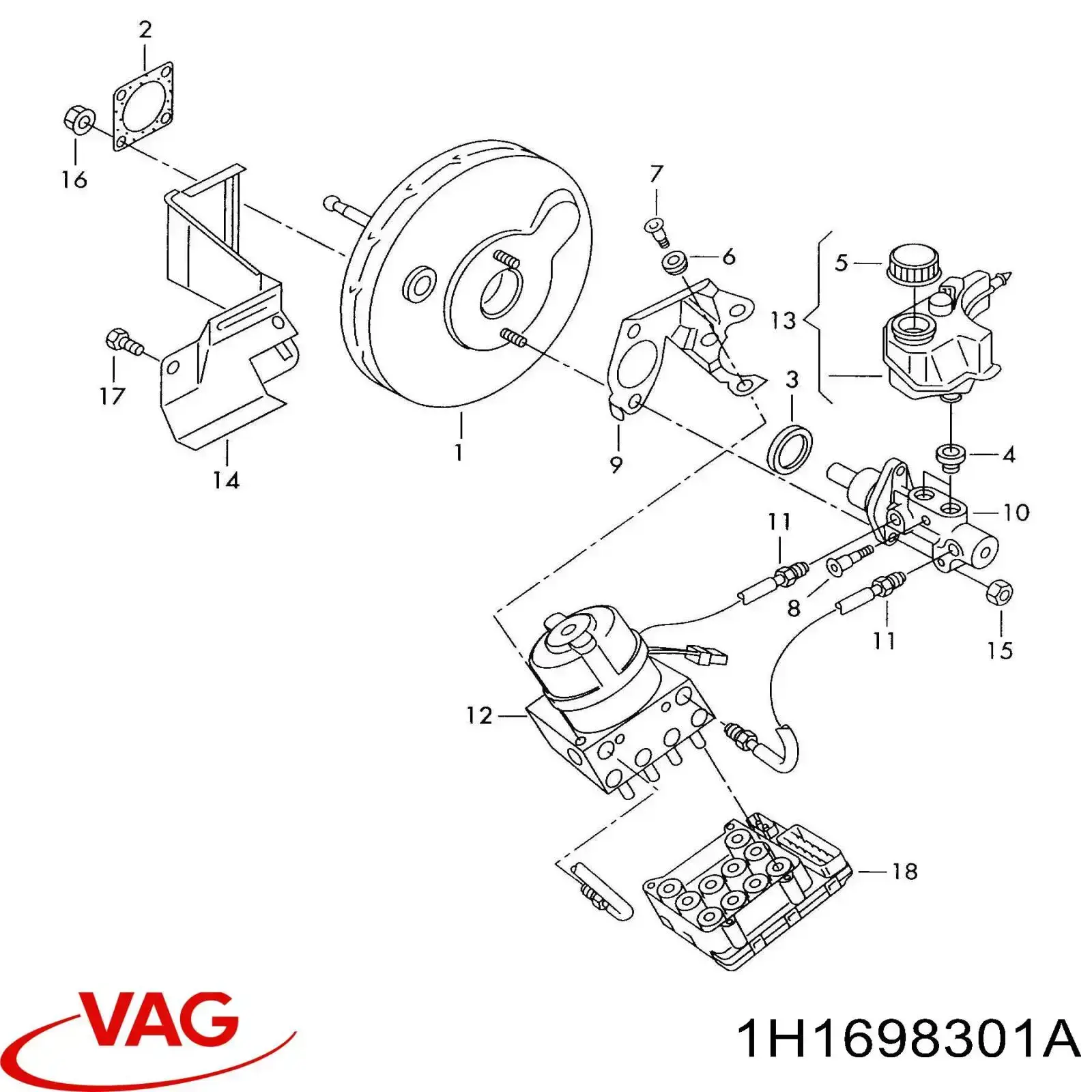 Бачок главного тормозного цилиндра (тормозной жидкости) 1H1698301A VAG