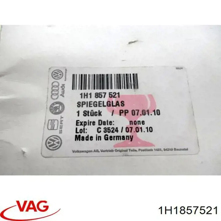 Зеркальный элемент водительского зеркала VAG 1H1857521 цена, от 5.56 USD