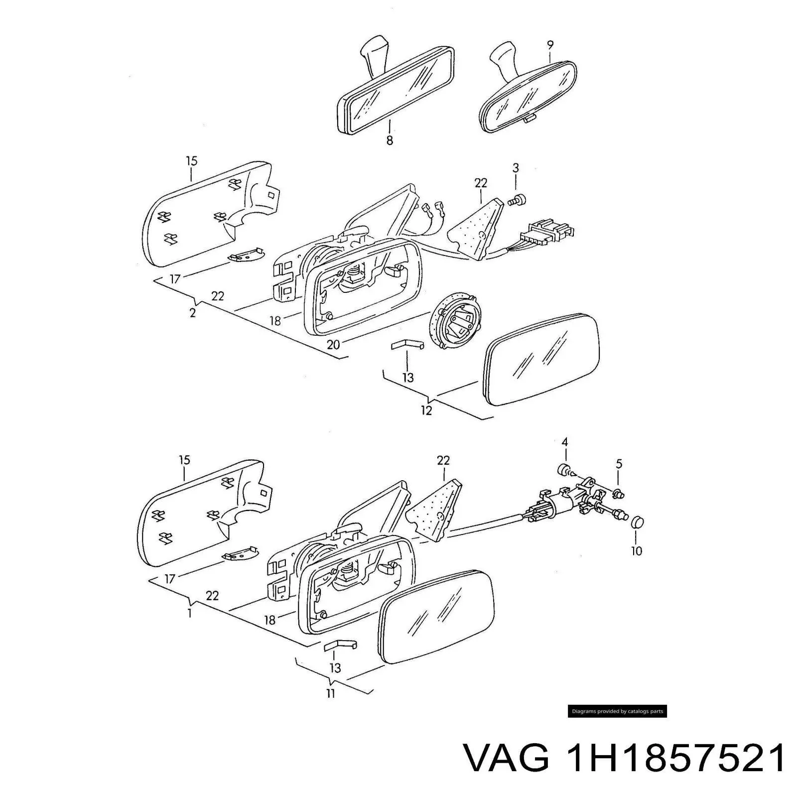 Зеркальный элемент левый VAG 1H1857521