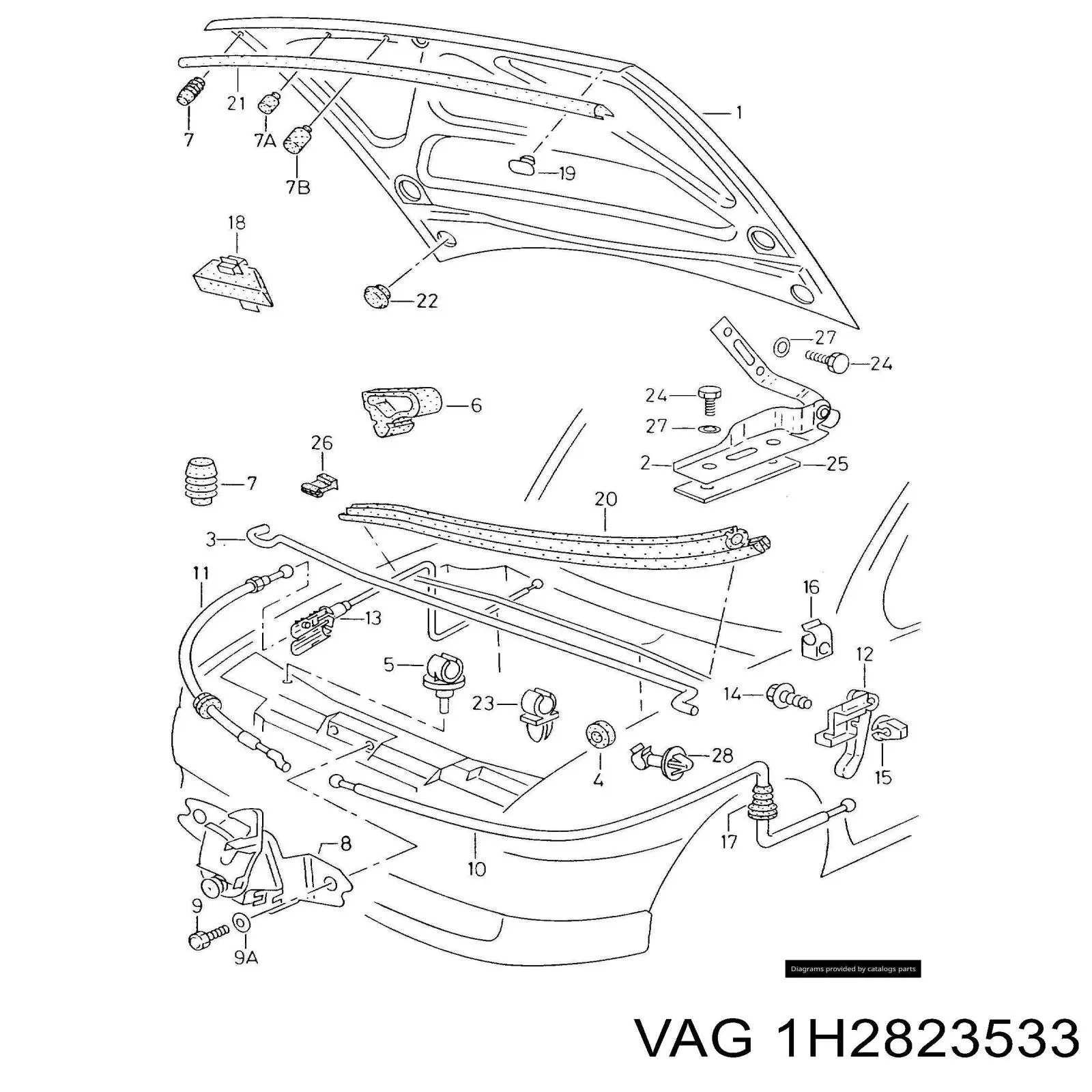 Ручка открывания капота 1H282353301C VAG