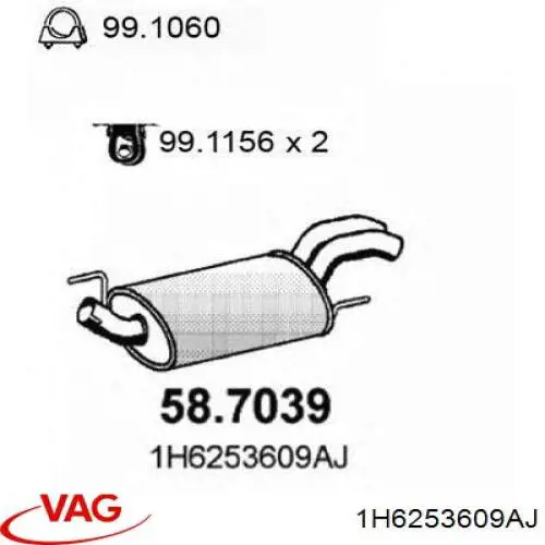 1H6253609AJ VAG Выхлопная труба