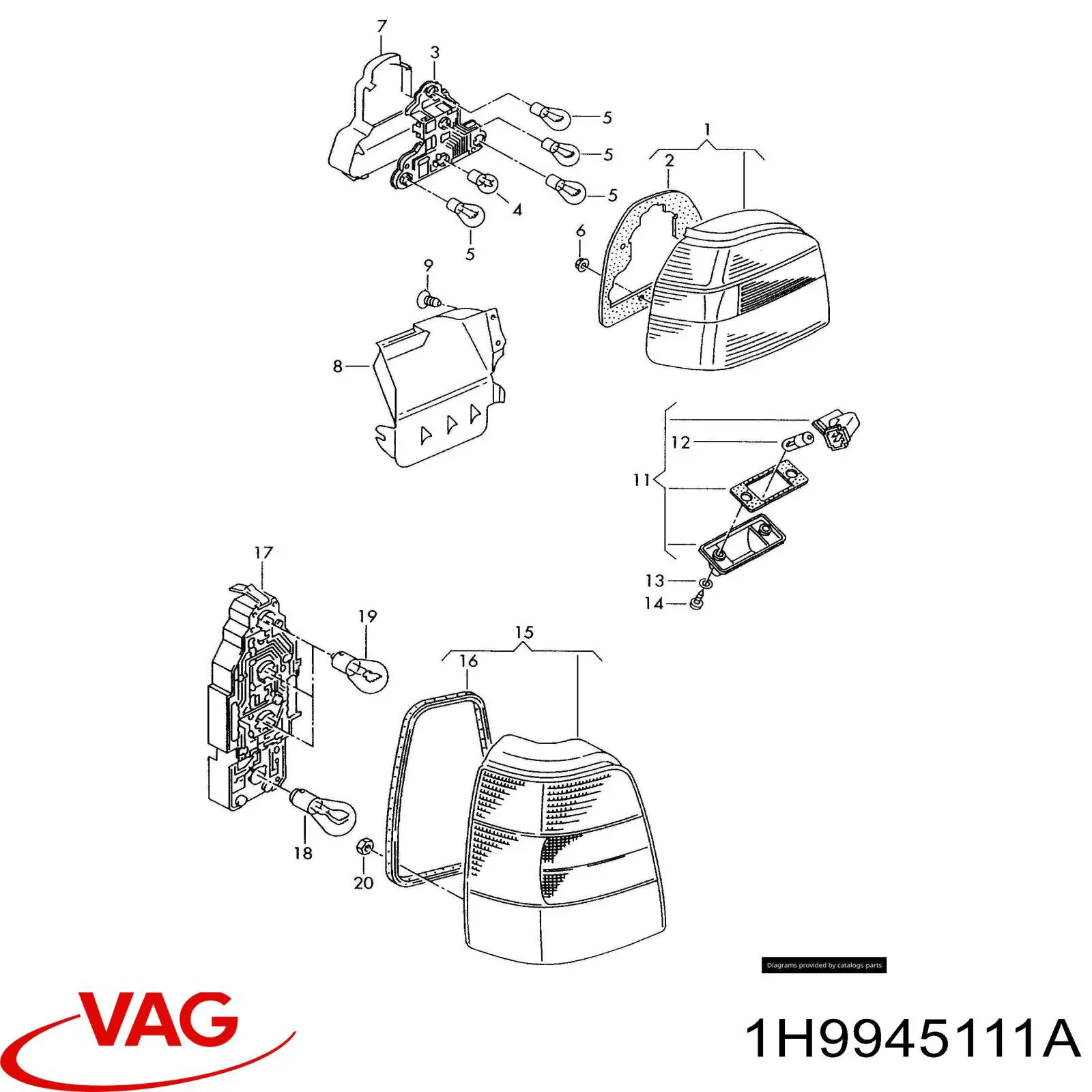 Купить 1H9945111A VAG Левый стоп