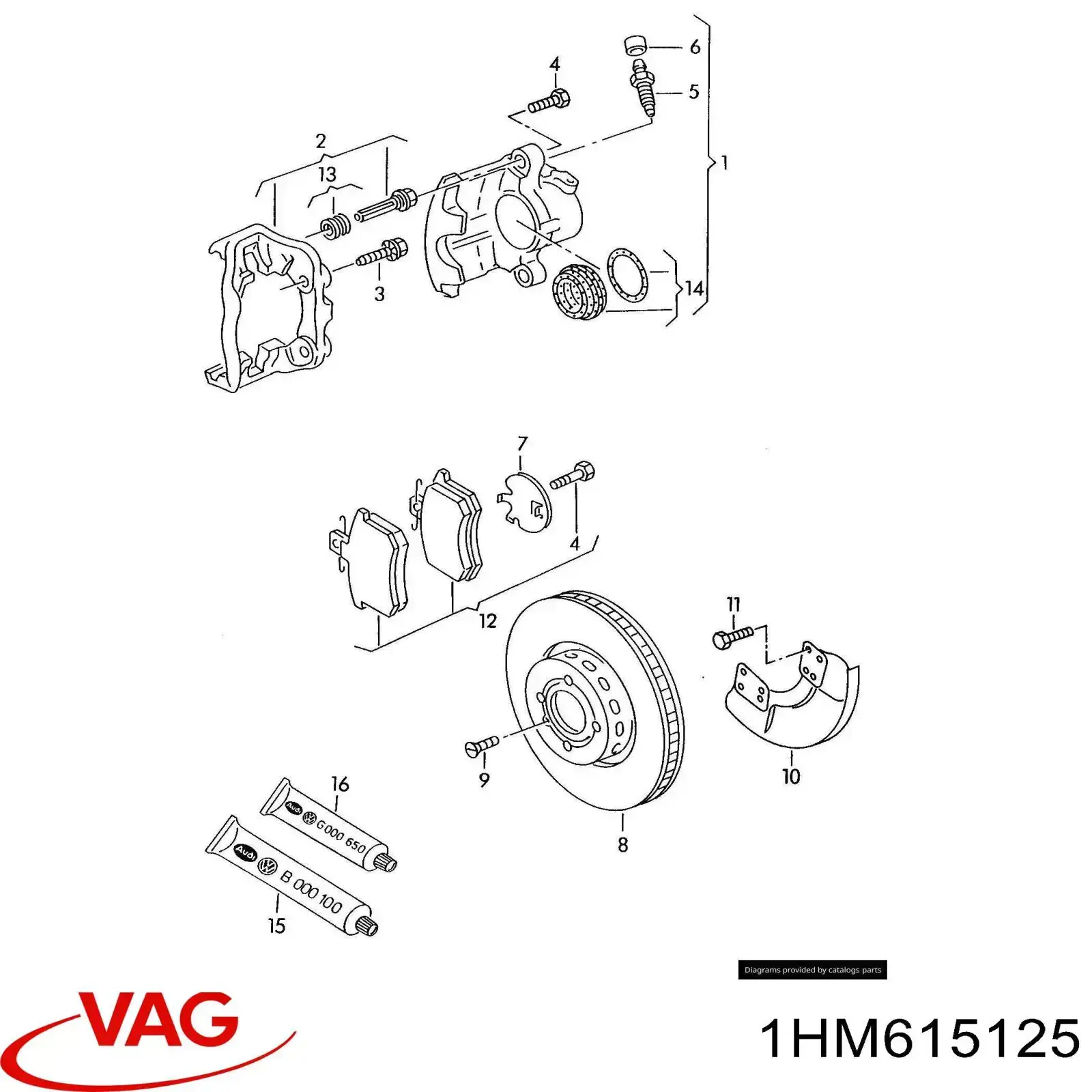 1HM615125 VAG скоба тормозного суппорта переднего