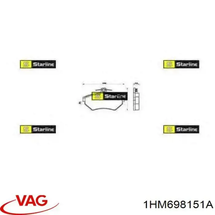 Передние тормозные колодки 1HM698151A VAG