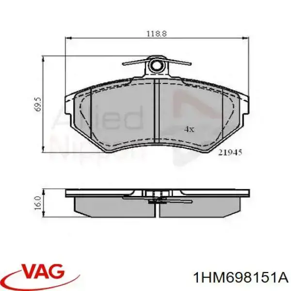 1HM698151A VAG Колодки передние