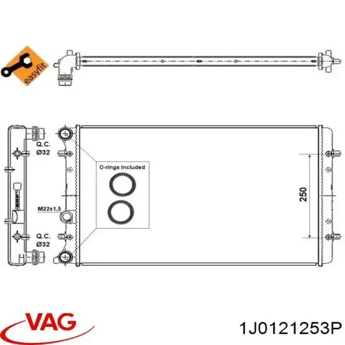Радиатор охлаждения двигателя VAG 1J0121253P цена, от 38.49 USD