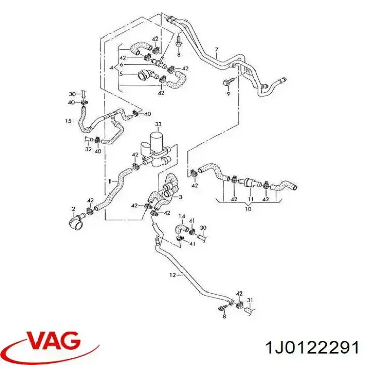 Быстросъемная муфта шланга радиатора охлаждения VAG 1J0122291