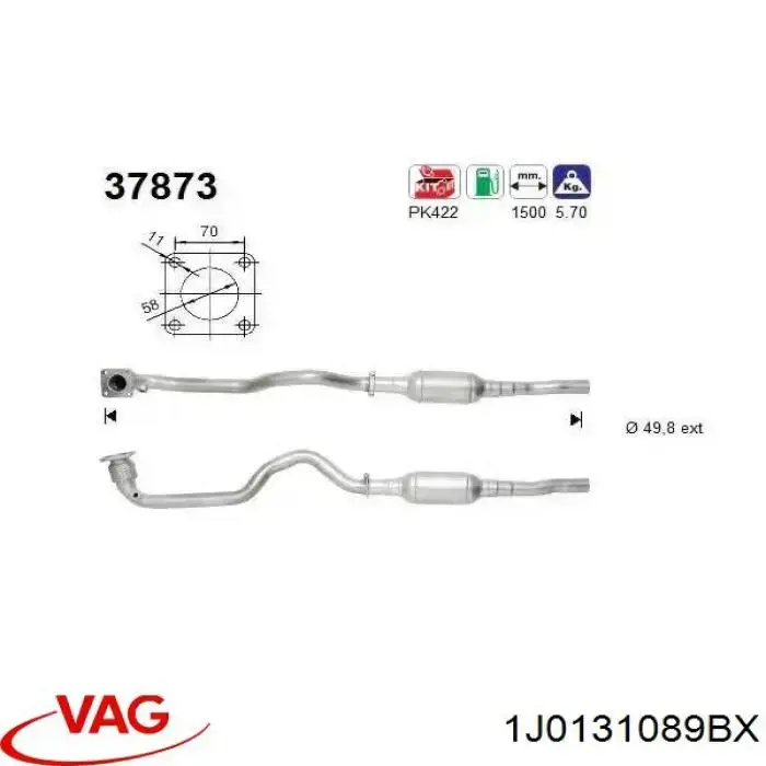 Каталитический нейтрализатор отработавших газов VAG 1J0131089BX цена, от 182.08 USD