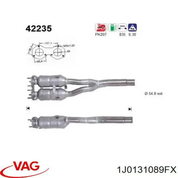 Каталитический нейтрализатор отработавших газов VAG 1J0131089FX цена, от  