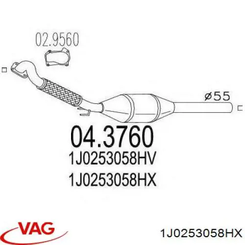 Глушитель, передняя часть VAG 1J0253058HX цена, от 228.36 USD