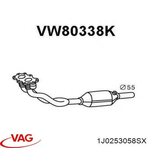 Купить 1J0253058SX VAG Преобразователь отработавших газов