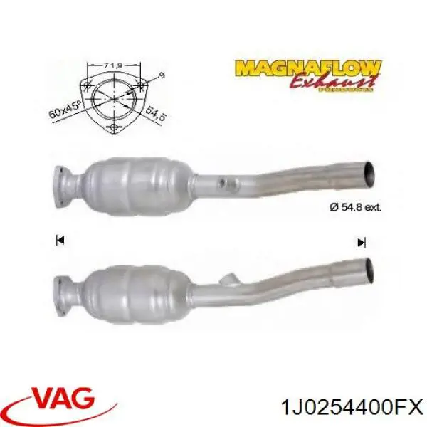 Каталитический нейтрализатор отработавших газов VAG 1J0254400FX цена, от 438.16 USD