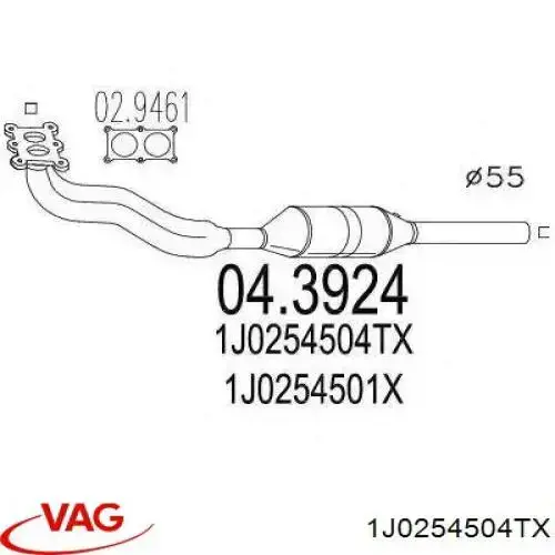 Купить 1J0254501X VAG Преобразователь отработавших газов