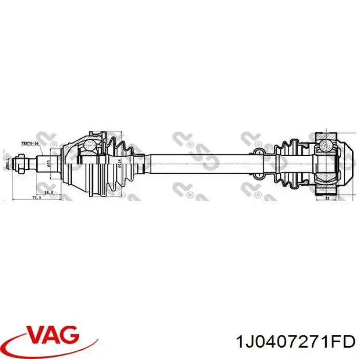 Купить 1J0407271FD VAG Привод в сборе левый