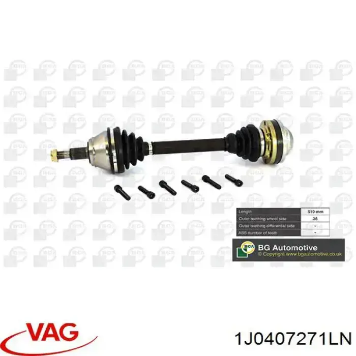 Привод передний левый VAG 1J0407271LN цена, от 87.98 USD