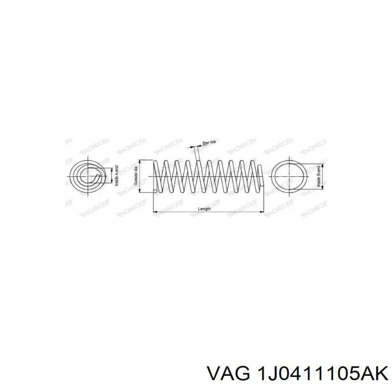 Пружина амортизатора передняя VAG 1J0411105AK цена, от 17.78 USD