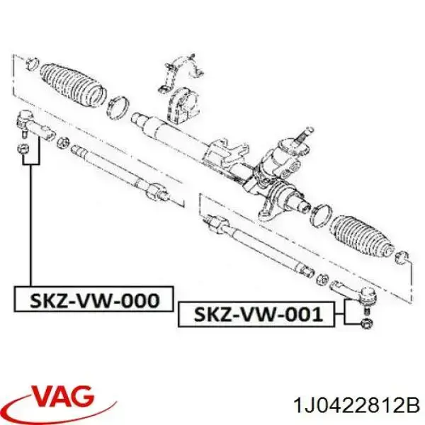Купить 1J0422812B VAG Наконечник рулевой тяги, внешний