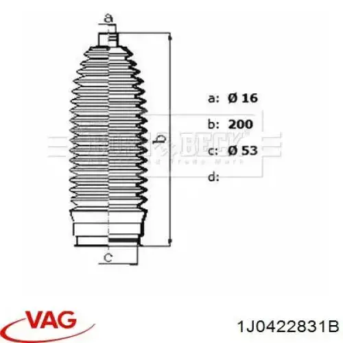 Пыльник тяги VAG 1J0422831B цена, от 15.19 USD