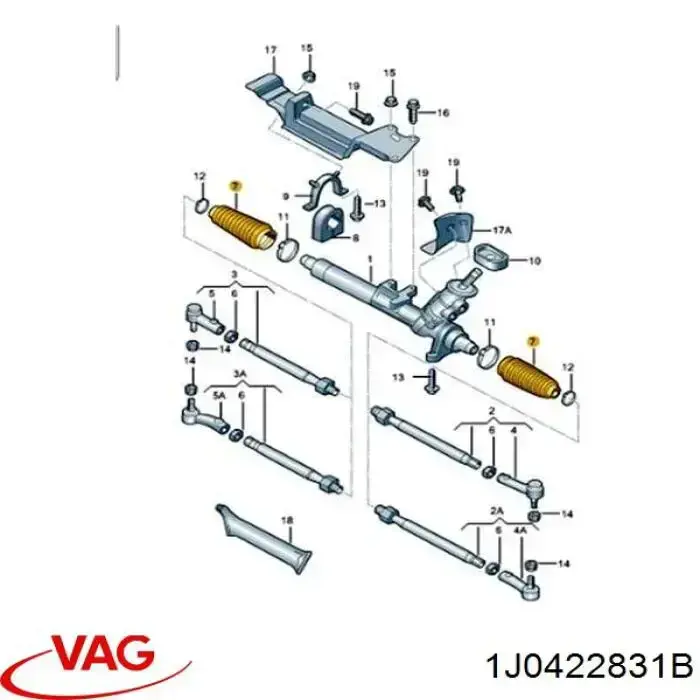 Пыльник рулевой рейки 1J0422831B VAG