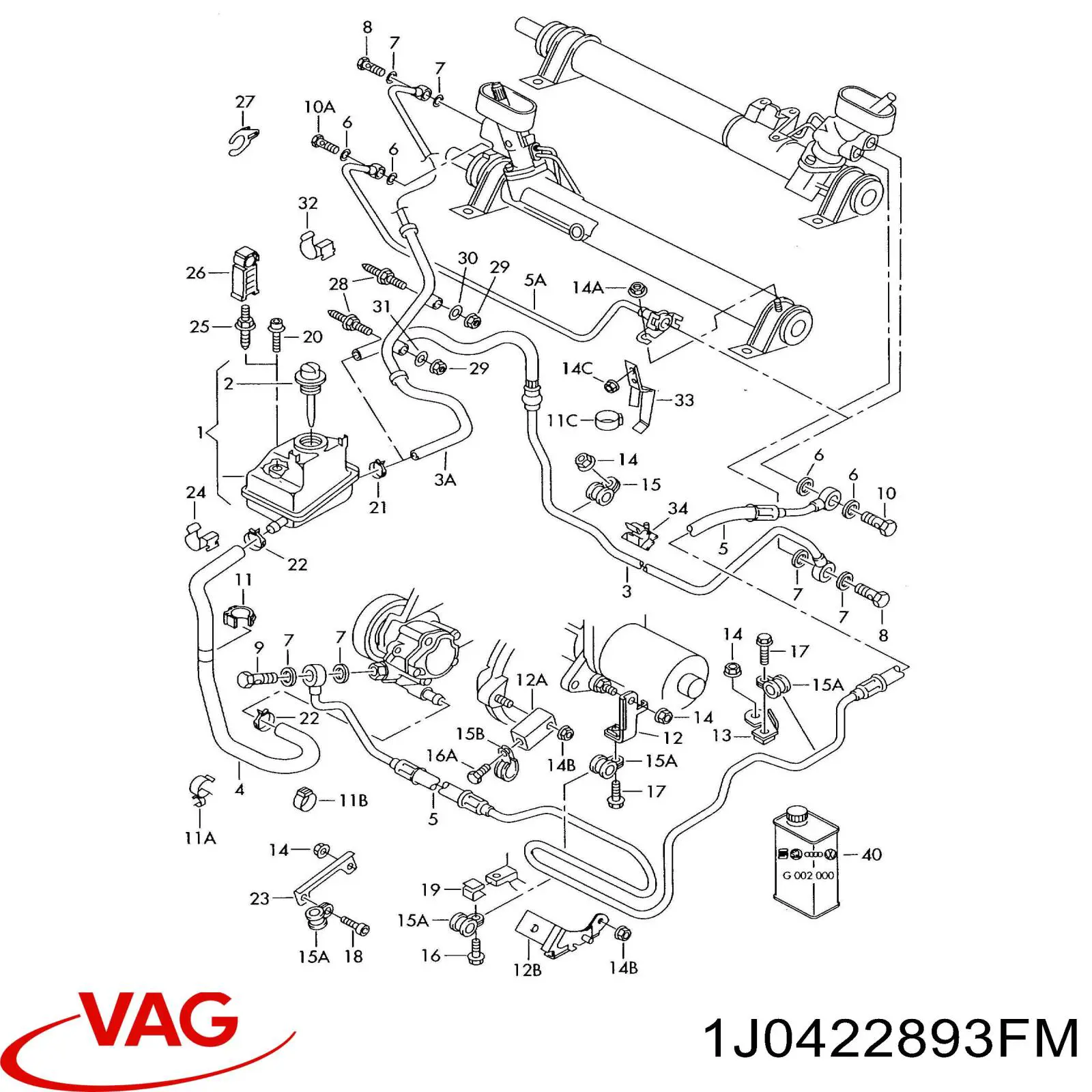 Шланг ГУР высокого давления 1J0422893FM VAG