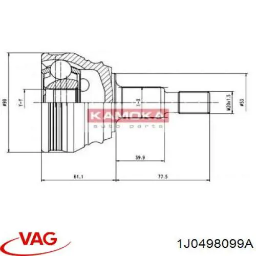ШРУС наружный передний 1J0498099A VAG