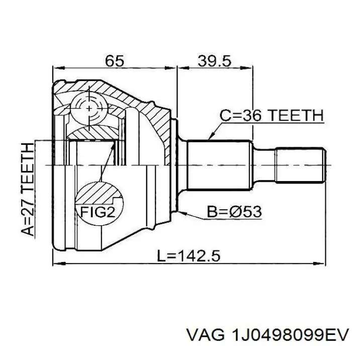 ШРУС наружный передний 1J0498099EV VAG