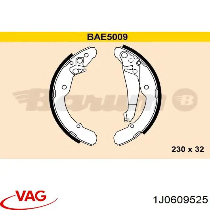 Задние барабанные колодки 1J0609525 VAG