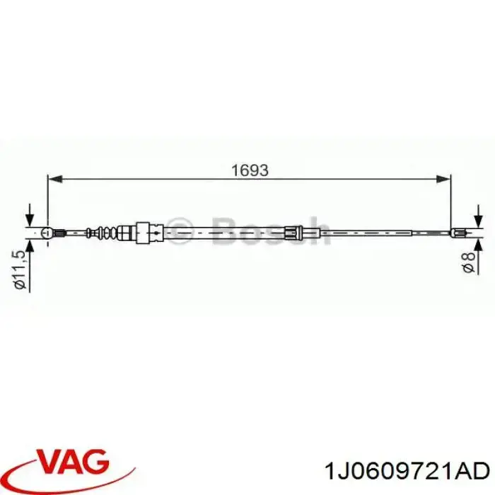 Задний трос ручника VAG 1J0609721AD цена, от 7.34 USD