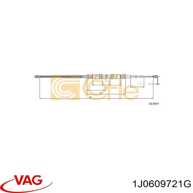 Задний трос ручника 1J0609721G VAG