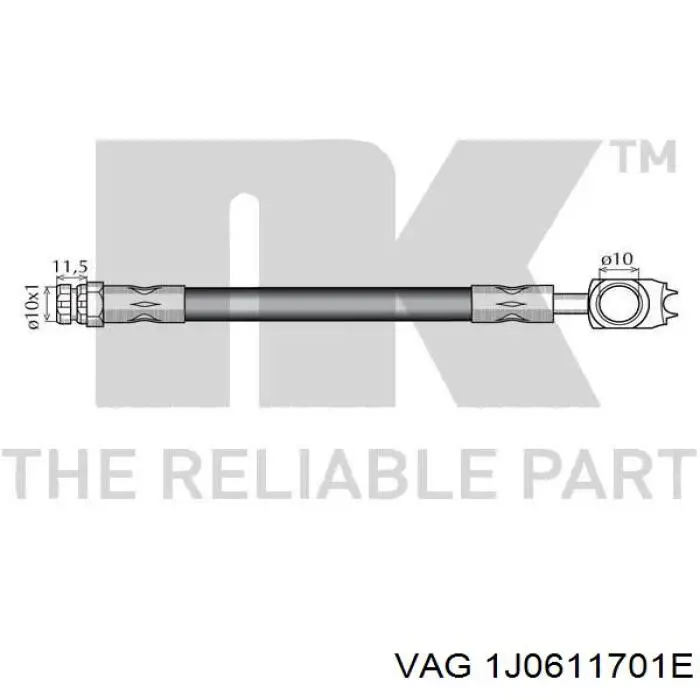 Шланг тормозной передний 1J0611701E VAG