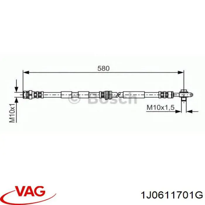 Шланг тормозной передний 1J0611701G VAG