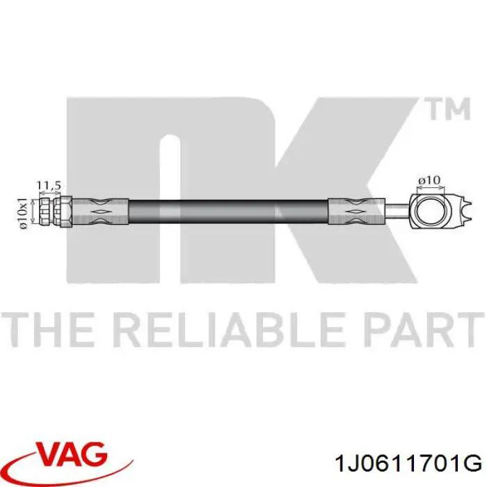 Купить 1J0611701G VAG Шланг тормозной передний
