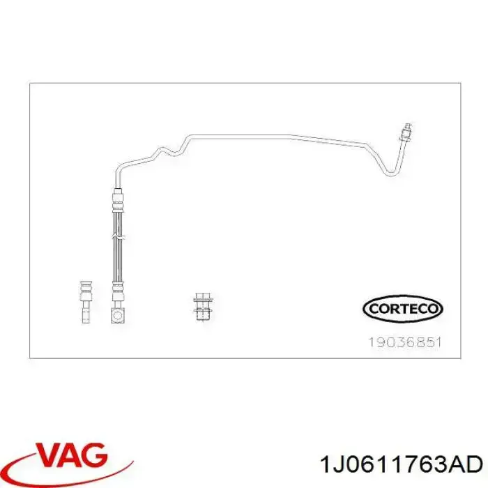 Купить 1J0611763AD VAG Шланг тормозной задний левый