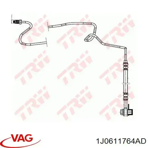 Шланг тормозной задний, правый VAG 1J0611764AD цена, от 14.11 USD