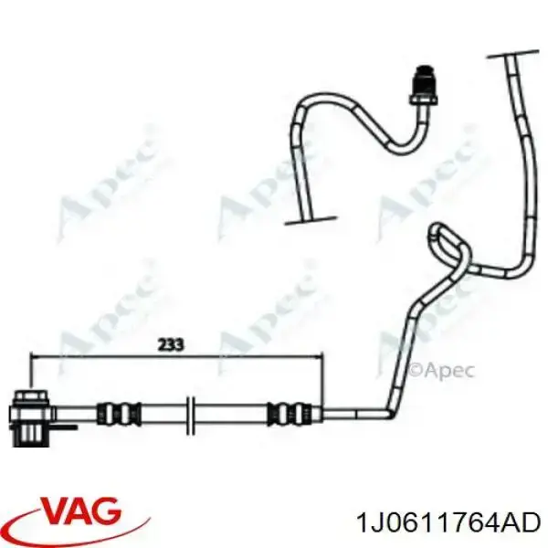 Задний правый тормозной шланг VAG 1J0611764AD