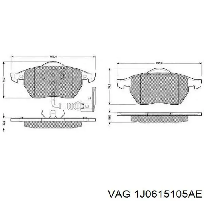 Купить 1J0615105AE VAG Колодки тормозные