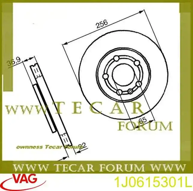 1J0615301L VAG диск тормозной передний