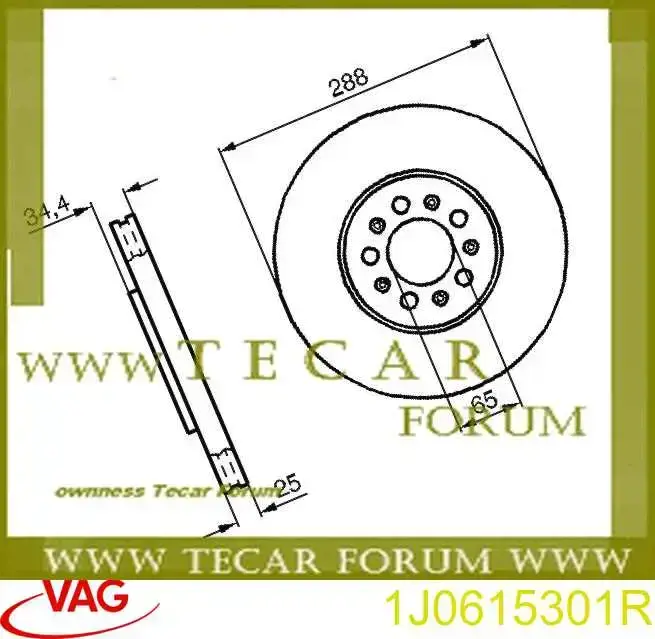 Диск тормозной передний VAG 1J0615301R