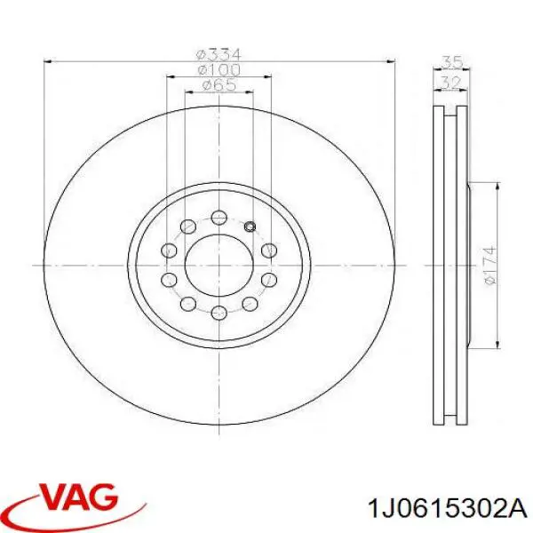 Передний тормозной диск VAG 1J0615302A
